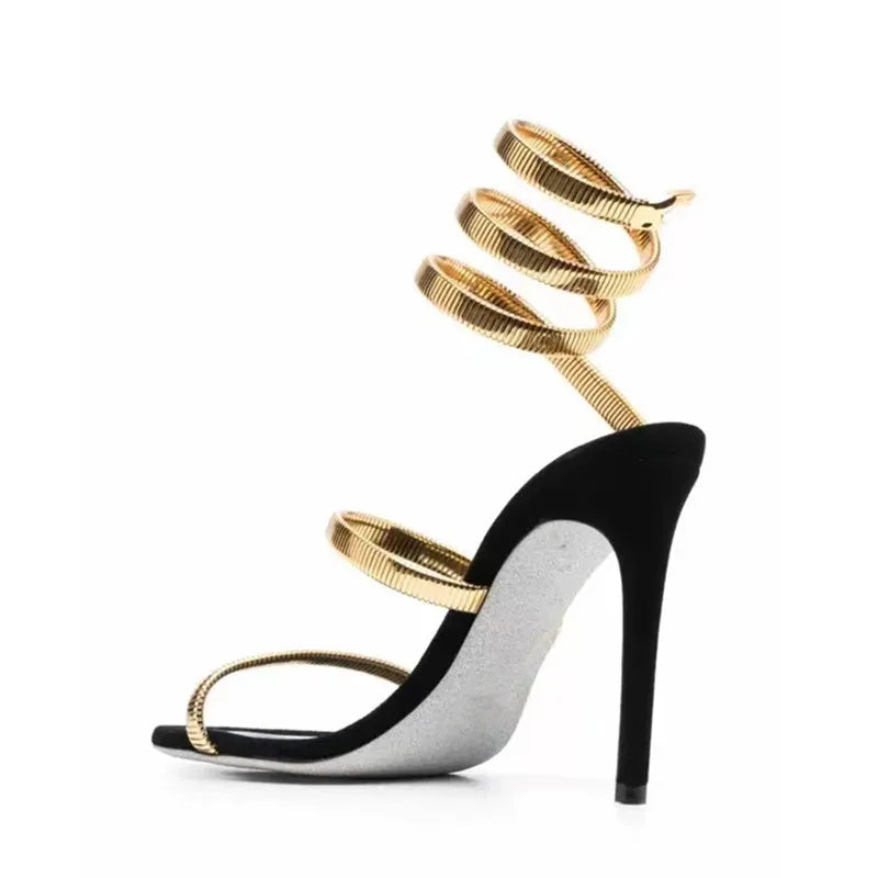 Star Style Narrow Band Coiled-Strap Women’s Stiletto Sandals