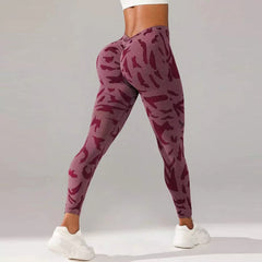 Women's Camouflage V Back Butt Lifting Gym Leggings for Fitness