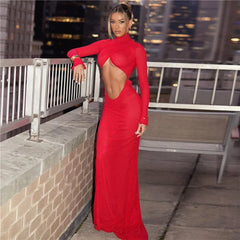 Red Cut Out Maxi Dress Perfect for Party and Club Events