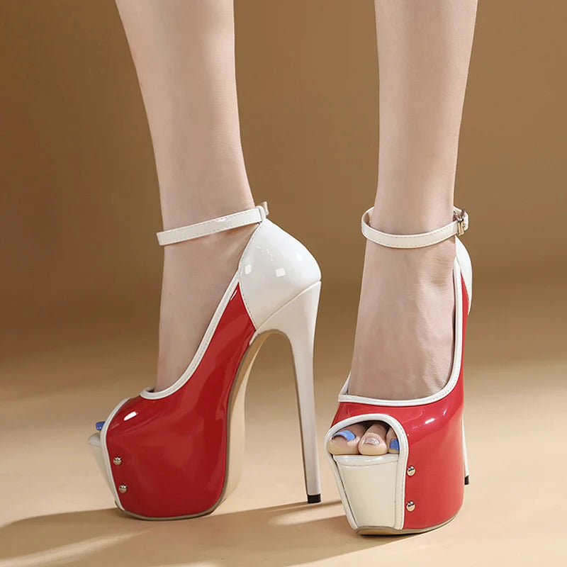 Red Peep Toe Ultra High Heels Platform Stiletto Wedding Shoes