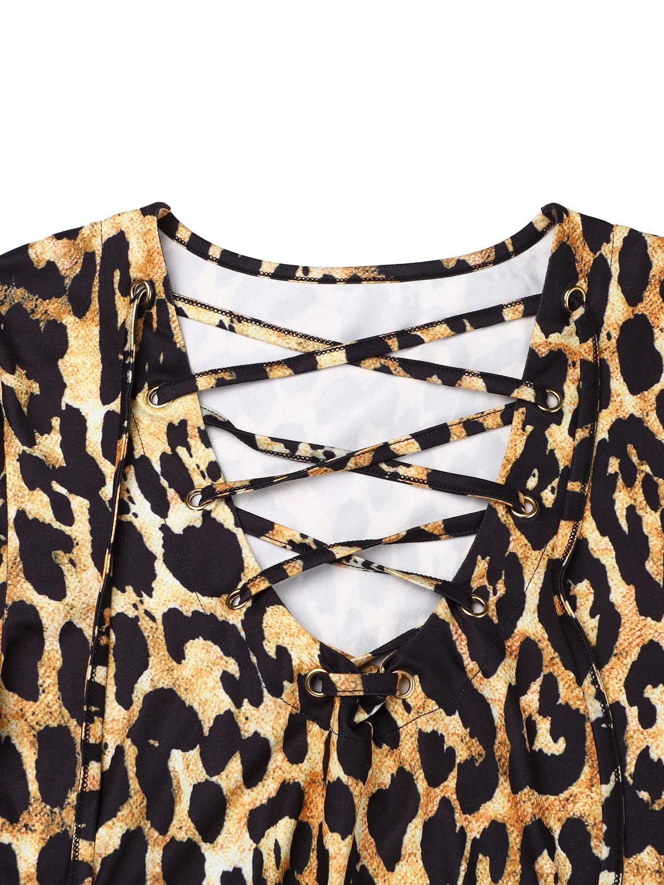 Leopard Long Sleeved Casual Blouse for Women with V-Neck Design