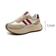 Beige Breathable Canvas Mesh Sneakers for Women - Lightweight Sport Shoes