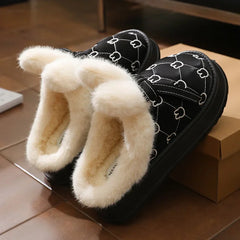 Women’s Casual Waterproof Plush Warm Slippers for Winter Outdoor