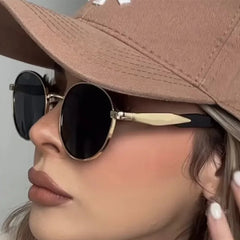 Vintage Round Metal Sunglasses for Women - Retro UV400 Eyewear