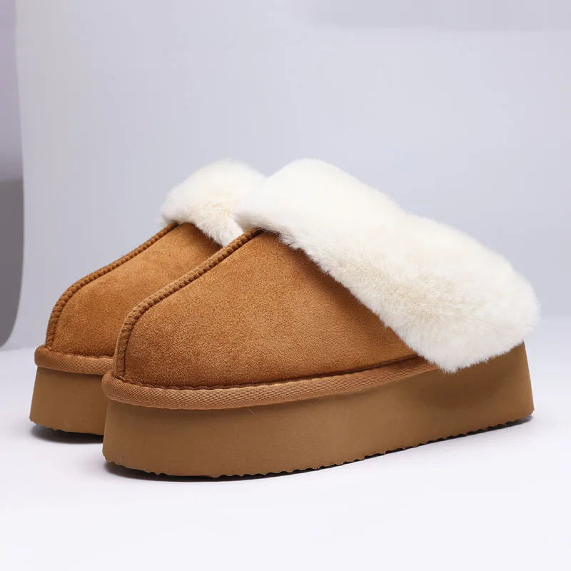 Fluffy Plush Women Slippers with Thick Bottom and Warm Comfort