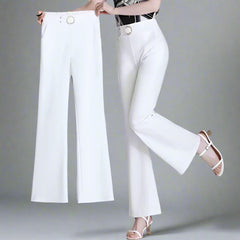 Women's Ice Silk High Waist Loose Micro Flared Suit Pants