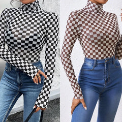 Black Checkerboard Print Bodysuit – Retro Revival