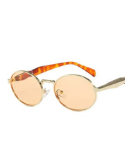 Retro Round Leopard Metal Sunglasses for Women - Trendy Eyewear