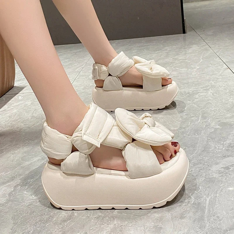 Women's Casual Summer Sandals with Butterfly-Knot Design