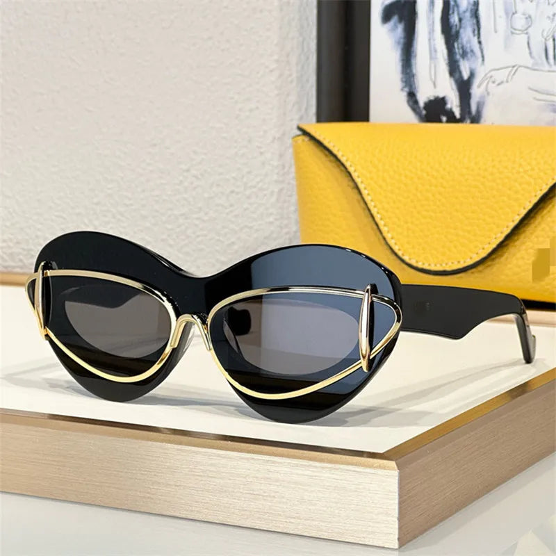 Cat Eye Sunglasses Women Retro Double Frame Vintage UV400 Shades