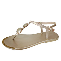 Women's Casual Beach Flip Flop Sandals with Metal Decoration