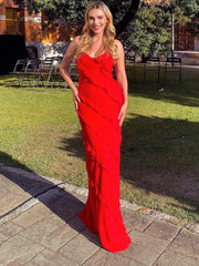 Elegant spaghetti strap draped maxi dress