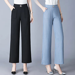 Korean Spring Simple Fashion Elastic High Waist Wide Leg Pants