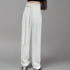 Women's Solid Color Summer High Waist Wide Leg Pants with Pockets