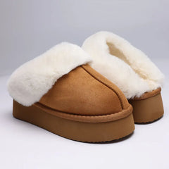 Fluffy Plush Women Slippers with Thick Bottom and Warm Comfort