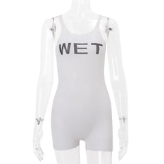 See-Through White Sleeveless Bodycon Unitard Playsuit Outfit