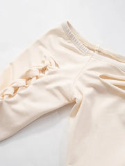 Women's Apricot Off-Shoulder Mini Dress with Hollow Out Design