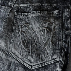 Unisex Gothic Retro Baggy Jeans – Oversized Spider Embroidery Streetwear Pants