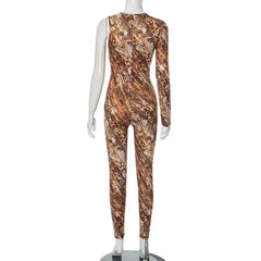 Leopard Printed Winter Jumpsuit for Elegant Women