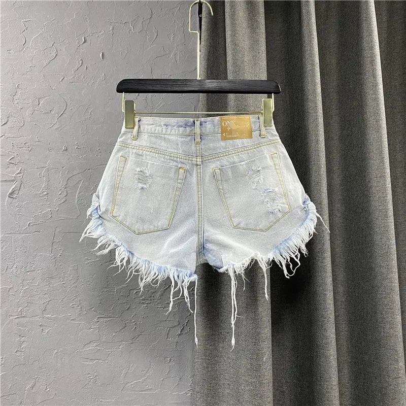 Women's Low-Waisted Ripped Denim Shorts in 4 Colors