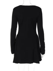 Women's Pink Square Collar Bowknot Slim Fit A-line Party Dress