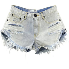 Women's Low-Waisted Ripped Denim Shorts in 4 Colors