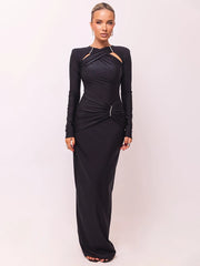 Stunning long sleeve maxi dress featuring a hollow out design