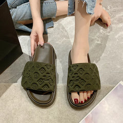 Women Magic Tape Flat Slippers Summer Luxury Platform Sandals