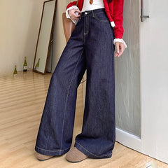 Wide Leg High Waist Jeans for Women Chic Casual Straight Denim Trousers