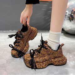 Fashion Luxury Diamond Thick Sole Leopard Pattern Sneakers Shoes