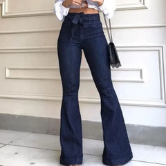 Pantalon évasé taille haute avec braguette zippée et poches