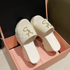 Women's Comfortable Open Toe Platform Slippers for Summer Beach