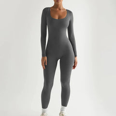 Women's Long-Sleeved Yoga Jumpsuit Casual Fitness Rompers