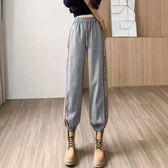 Women's High Waist Color Block Drawstring Casual Harlan Pants