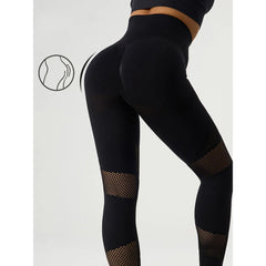 Leggings de fitness taille haute ajourés sans coutures pour femmes