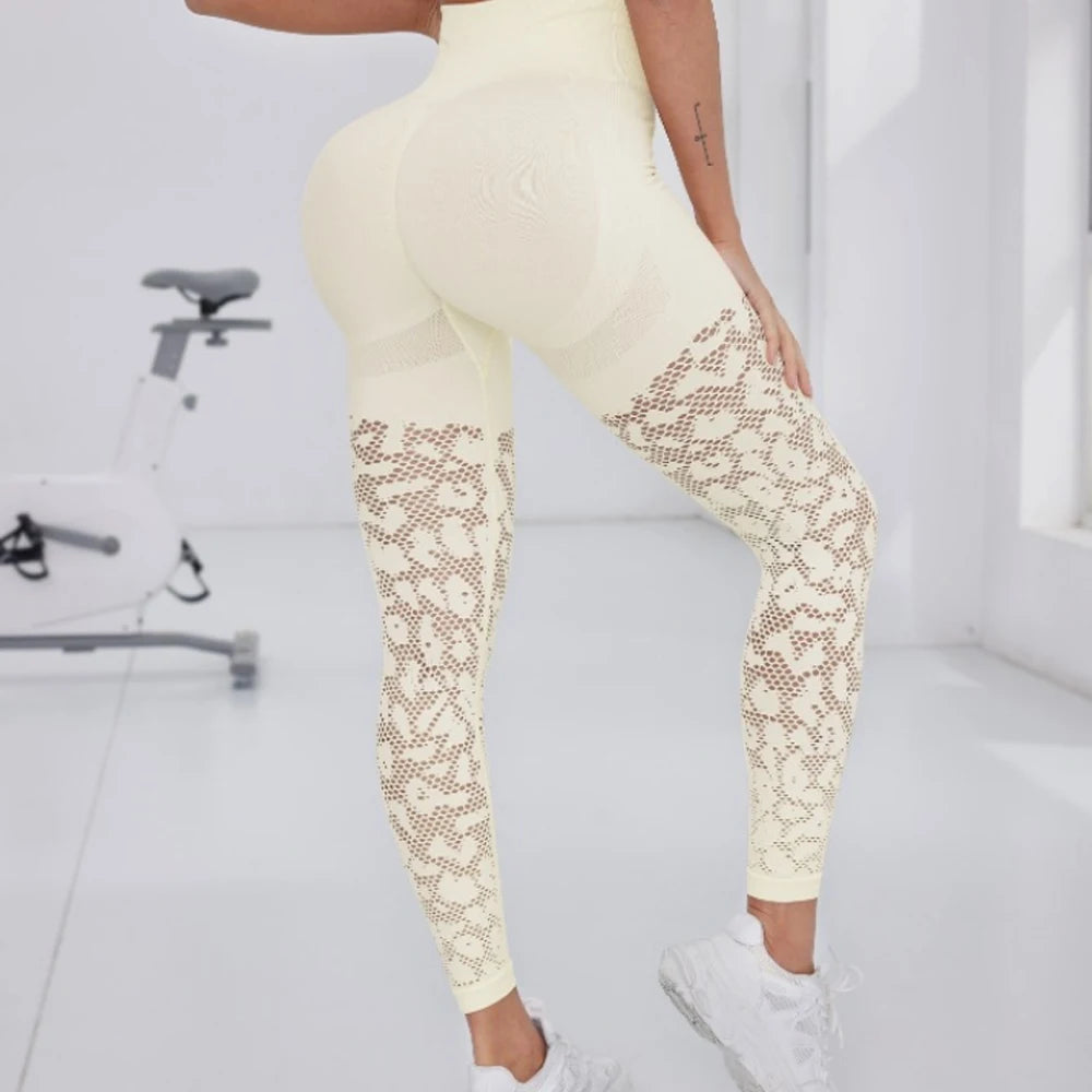 Legging de sport élastique ajouré pour femme pour le yoga 