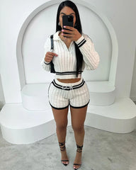 Cozy Knit Sweater Top and Shorts Set for Women in Trendy Style