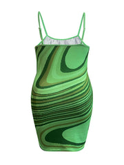 Plus Size Green Striped Bodycon Mini Dress for Women