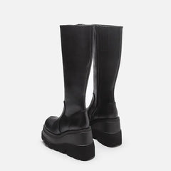 Bottes mi-tubes à talons compensés tendance pour femmes de style gothique