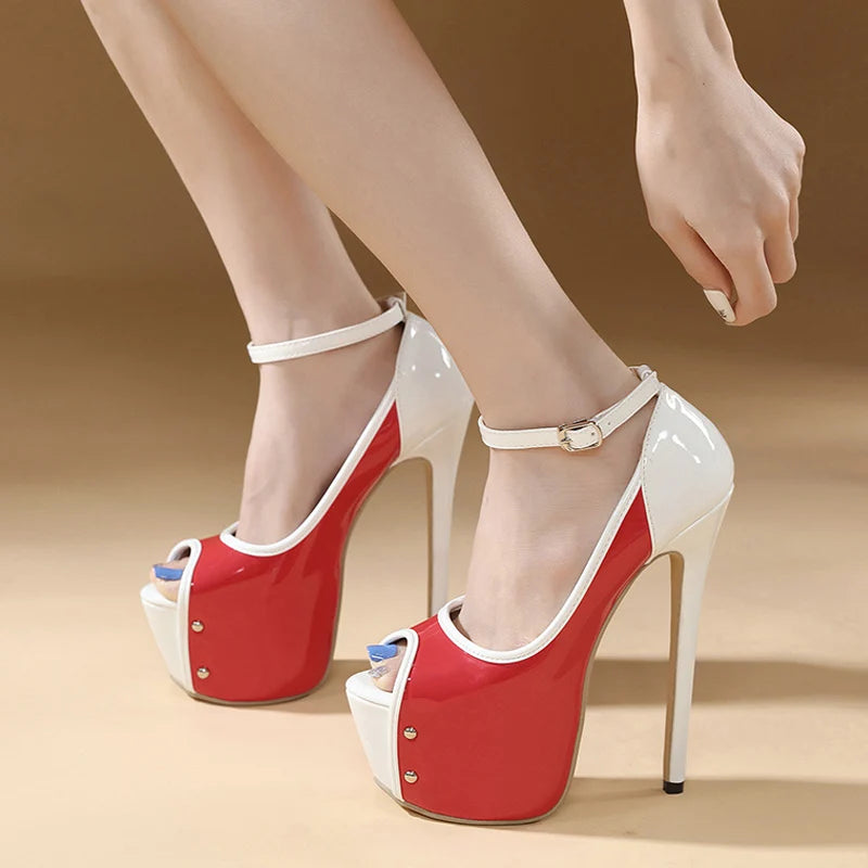 Red Peep Toe Ultra High Heels Platform Stiletto Wedding Shoes