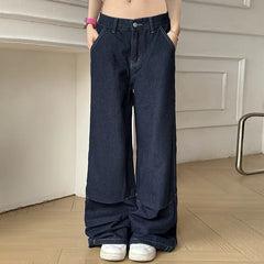 Women's Baggy Denim Wide Leg Pants with Pockets