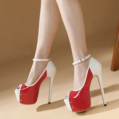 Red Peep Toe Ultra High Heels Platform Stiletto Wedding Shoes