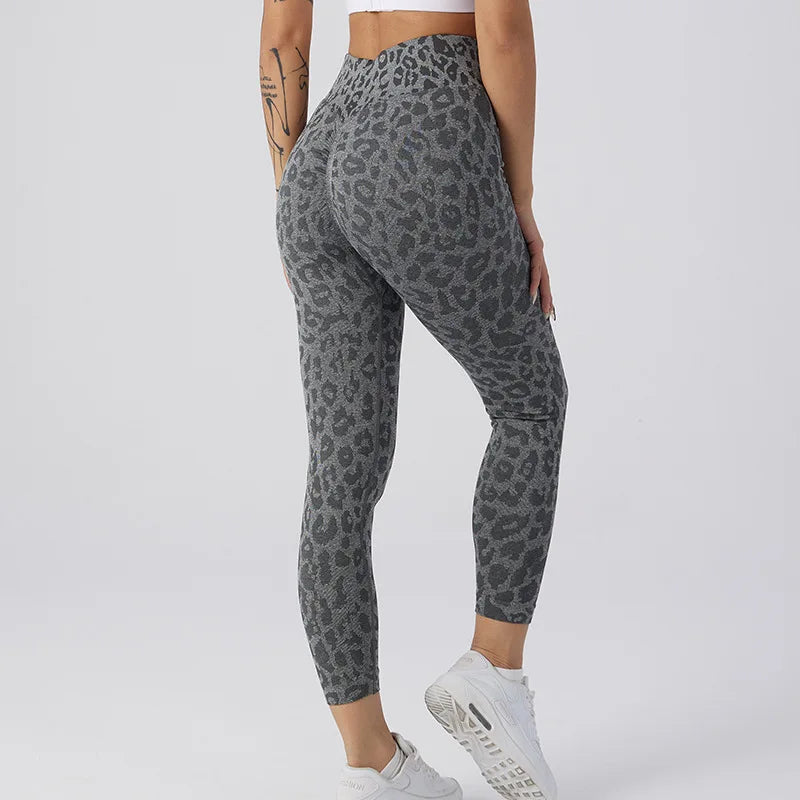Women Leopard Print High Waist Seamless Yoga Leggings