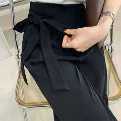 Women's Solid Color Summer High Waist Wide Leg Pants with Pockets