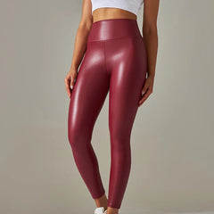 Trendy Multi-Color High Waist PU Leather Skinny Leggings for Women