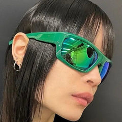 New Green Retro Punk Sport Sunglasses for Trendy Outdoor Wear