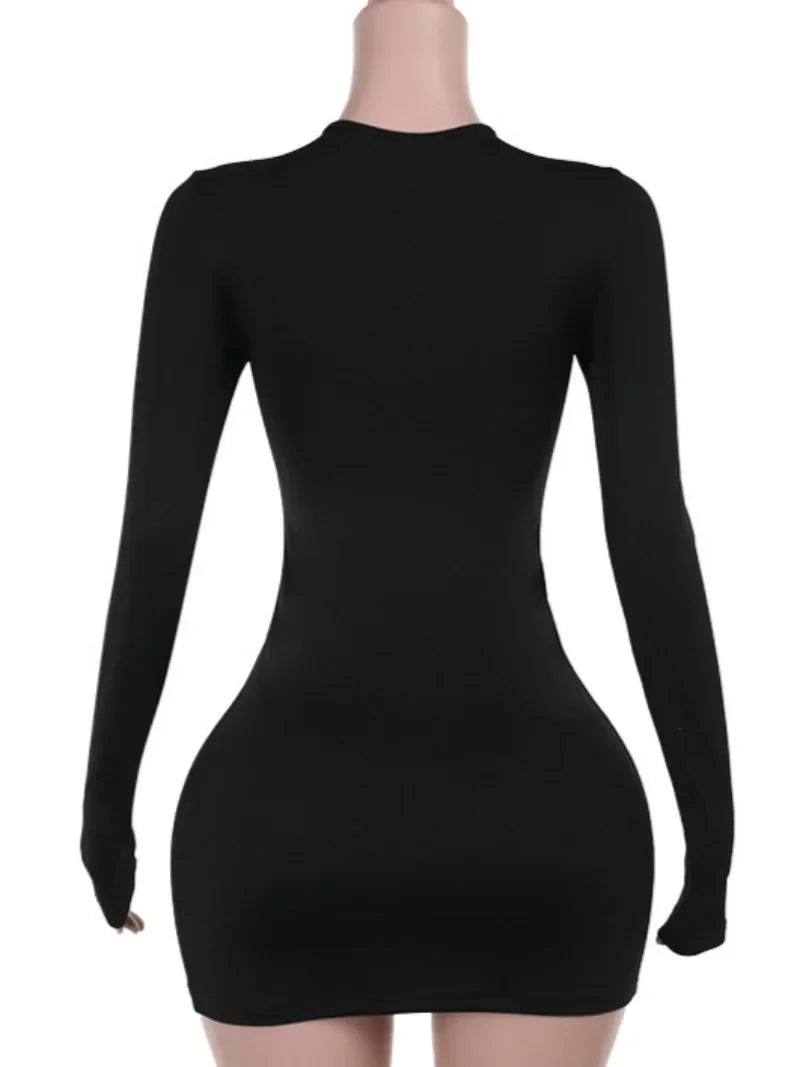 Hollow Out Bandage Mini Dress with Long Sleeves for Night Out