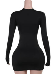 Hollow Out Bandage Mini Dress with Long Sleeves for Night Out