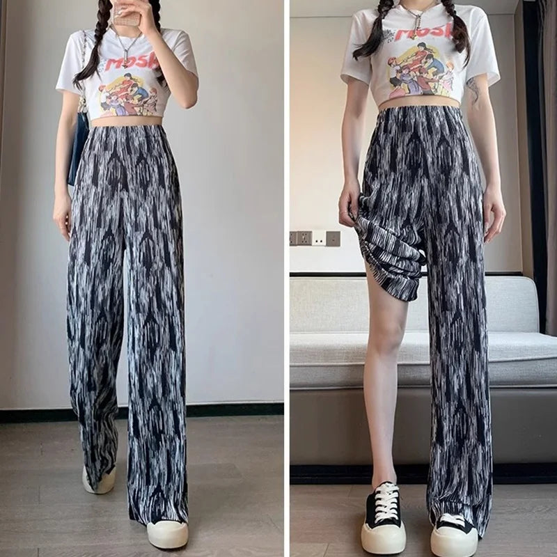 Tie Dyed Wide Leg Pants in Gradient Color for Summer