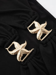Metal Starfish Decoration Backless Beach Dress for Women